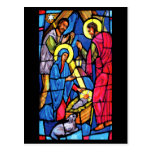 Nativity Stained Glass Christmas Postcard