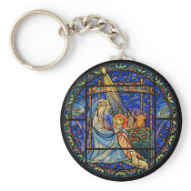 Nativity Stained Glass Window Key Chains