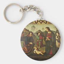 Nativity Tondo By Perugino Pietro (Best Quality) Keychain