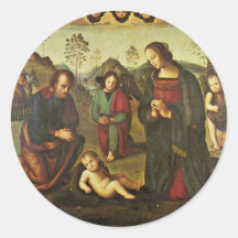 Nativity Tondo By Perugino Pietro (Best Quality) Round Stickers