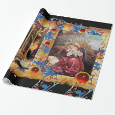 NATIVITY WITH ANGELS ,FLORAL CHRISTMAS PARCHMENT WRAPPING PAPER