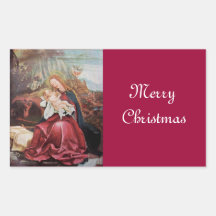 NATIVITY WITH ANGELS - MAGIC OF CHRISTMAS RECTANGULAR STICKER