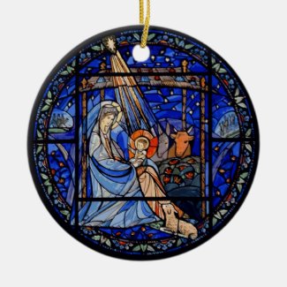Nativity with Christmas + Date Christmas Ornament