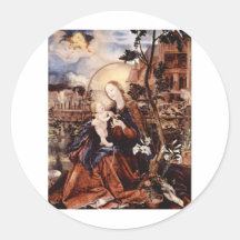 NATIVITY WITH WHITE LILLES - MAGIC OF CHRISTMAS ROUND STICKER
