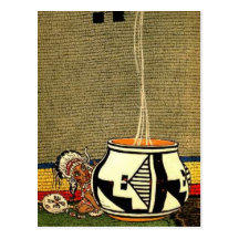 Nativo americano detrás de la postal hermosa de la