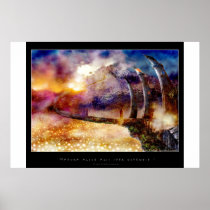 leaning towers, fantasy, bridge, surreal, surrealism, weird, special, digital art, unique, digital, clouds, amazing, colors, strange, amazig, green, dark, fog, houk, illustration, artwork, art, dream, light, architecture, monk, digital realism, surreal art, gifts, gift, eerie, gothic, mood, mysterious, mystery, mystic, fabulous, awesome, fantastic, impressive, Poster with custom graphic design