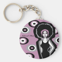 illustrations, soul, funk, music, female, hip, hop, hiphop, retro, girl, cute, funny, art, street, 70s, 80s, foxxy, diva, afro, hop hip, pop, natural hair, graphic, design, hip hop, sista, Keychain with custom graphic design
