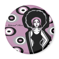 illustrations, soul, funk, music, female, hip, hop, hiphop, retro, girl, cute, funny, art, street, 70s, 80s, foxxy, diva, afro, hop hip, pop, natural hair, graphic, design, hip hop, sista, Magnet with custom graphic design