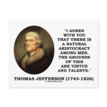 Natural Aristocracy Among Men Virtue Talents Quote Post Cards