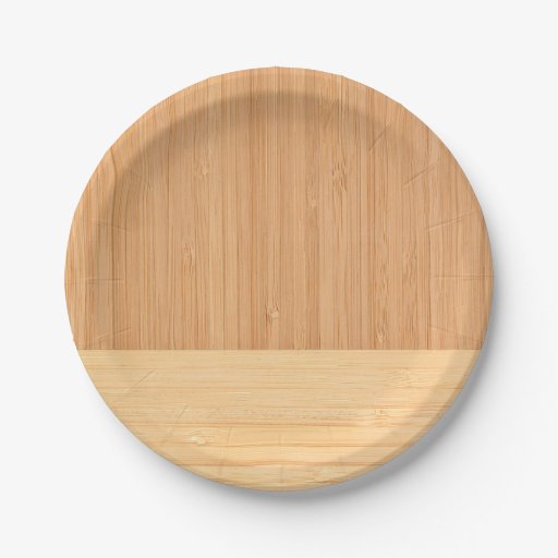 wood grain paper plates