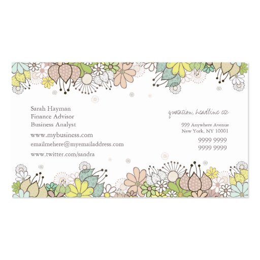 Natural Blossoms Elegant Custom Business Card (back side)