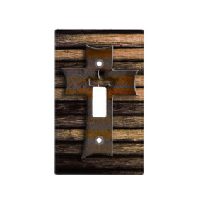Natural Brown Wooden Cross Light Switch Cover