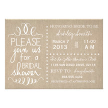 Natural Burlap Bridal Invitation