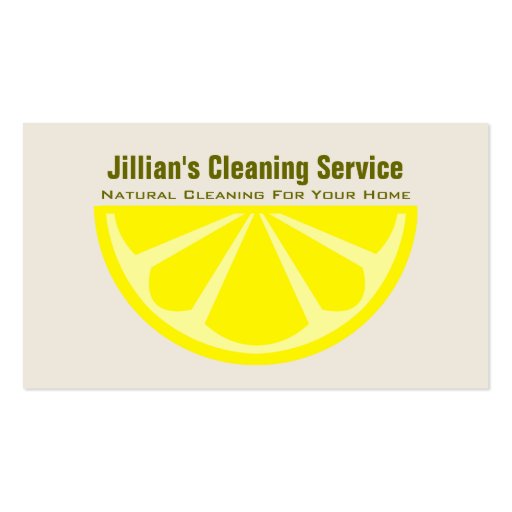 Natural Cleaning Service Business Card - Lemon (front side)