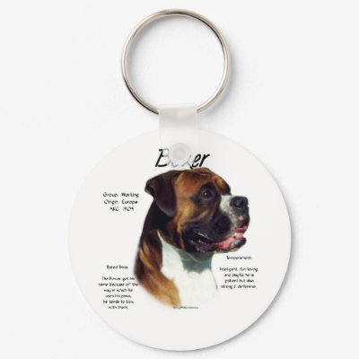 Natural Ear Boxer Meet the Breed Keychain by GreyWolfCreation