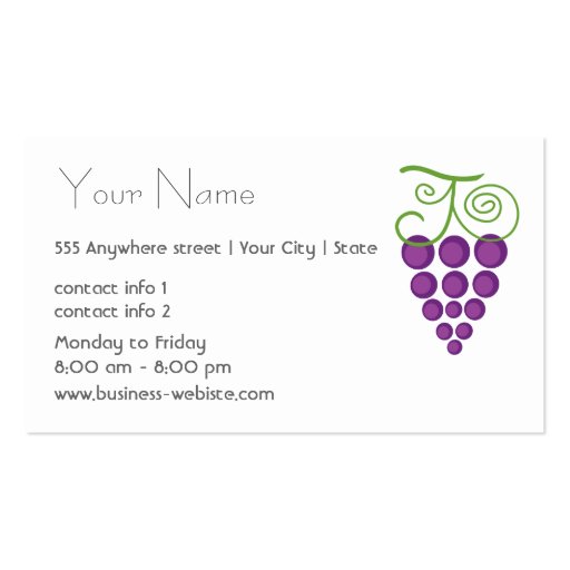 Natural Food Store Business Card (back side)