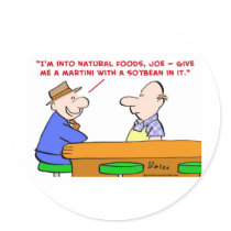 natural foods martini soybean round sticker