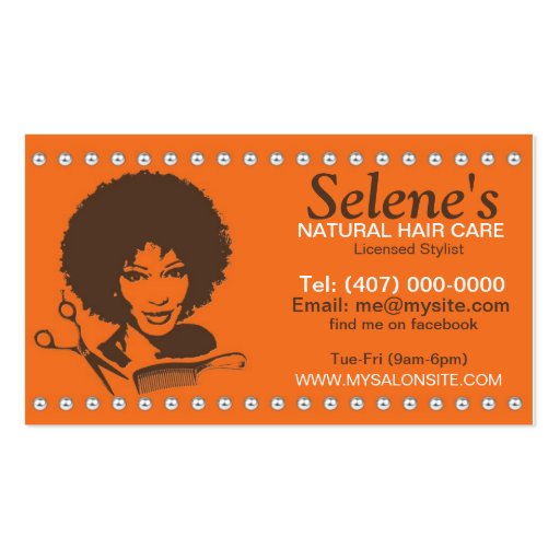 Natural Hair African American Salon Business Card (front side)