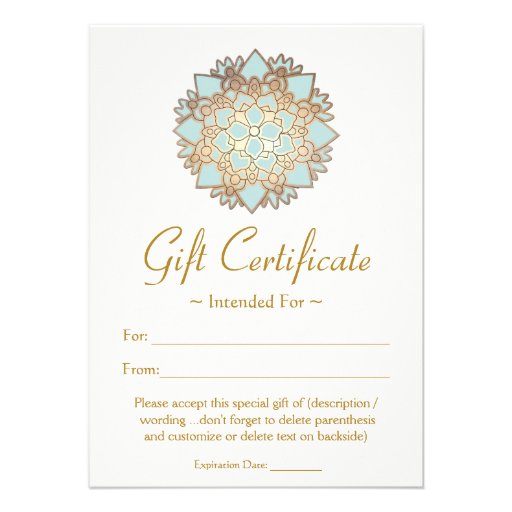 Natural Health Spa Lotus Flower Gift Certificate Invitations