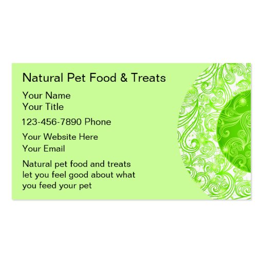Natural Pet Food Business Cards (front side)
