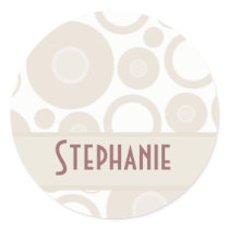 Natural Retro Circles Custom name stickers stickers