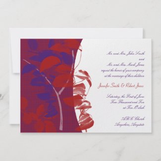 Natural Silhouettes Invitation in Red and Purple invitation