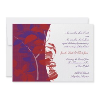 Natural Silhouettes Invitation in Red and Purple invitation