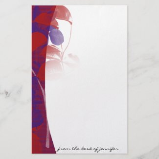 Natural Silhouettes: Red and Purple Leaf Design stationery