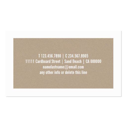 Natural Tan Cardboard Paper Look Business Card (back side)