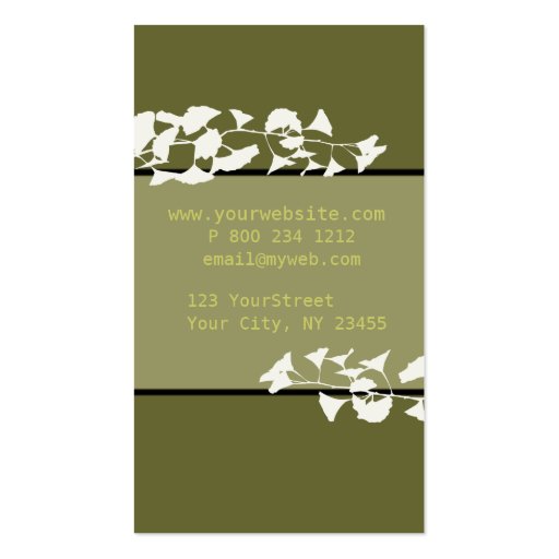 Nature Branch Asian Flare Ginkgo Business Card Templates (back side)