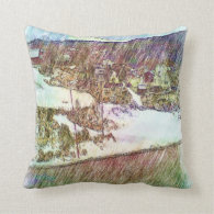Nature forest and houses pillow
