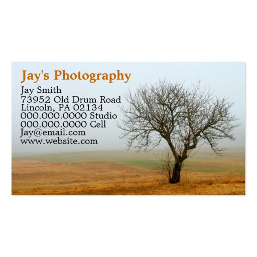 Nature Landscape Photography Business Cards (front side)