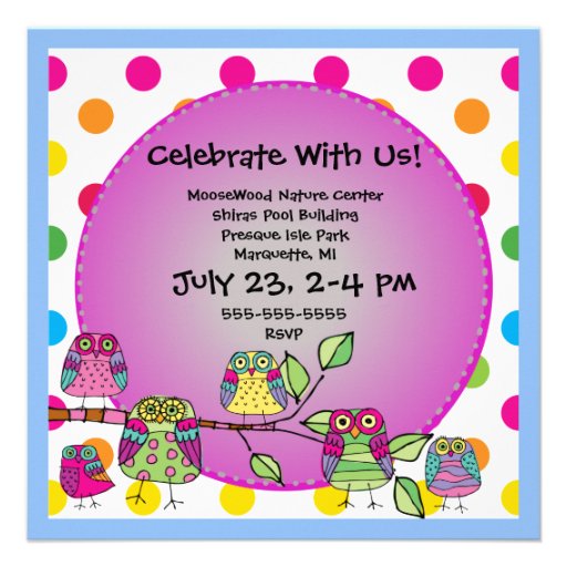 Nature Owl Birthday Customized Invites
