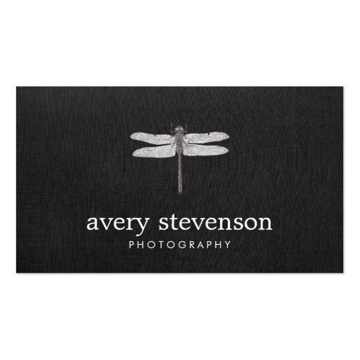 Nature Photography Black Linen Look  Business Card (front side)