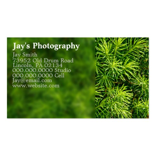 Nature Photography Business Cards (front side)