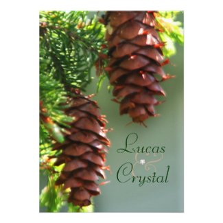 Nature Pine Cones Rustic Wedding Invitation