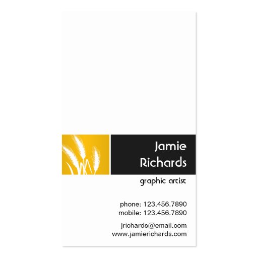 Nature Print - Yellow Wheat Business Cards (back side)