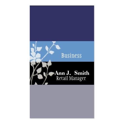 Nature Professional Businesses Two Blues Floral Business Card Template (front side)