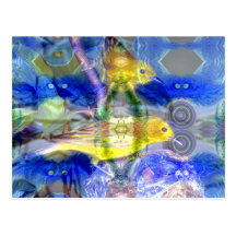 Nature Reflections I - Gold & Blue Birds Postcards