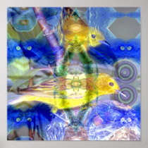 Nature Reflections I - Gold & Blue Birds posters