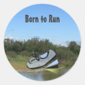 Nature Scene with Running Motivation Classic Round Sticker