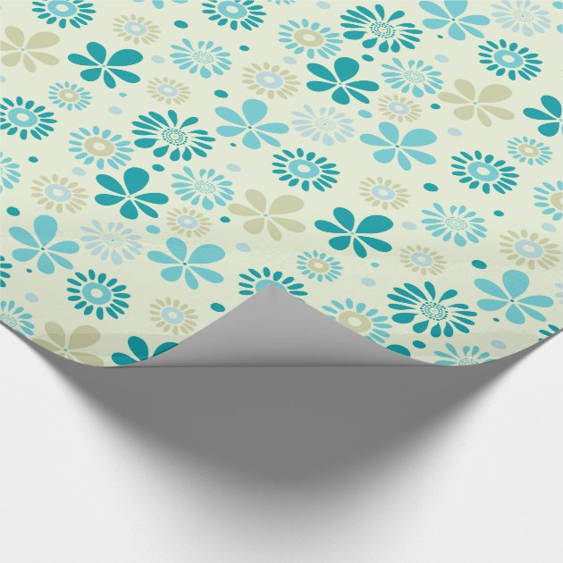 Nature Turquoise Abstract Sunshine Floral Pattern Wrapping Paper 4/4