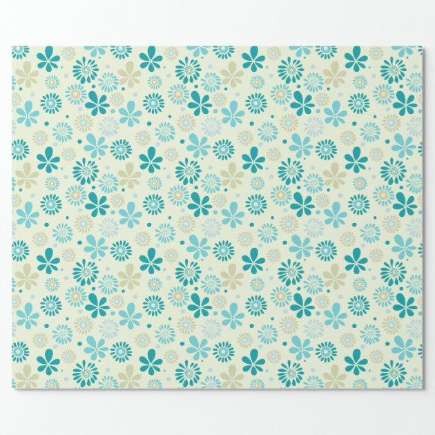 Nature Turquoise Abstract Sunshine Floral Pattern Wrapping Paper 2/4