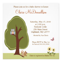 Nature Woodland 5x5 Baby Shower Invitation
