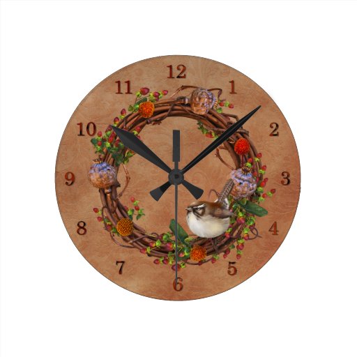 Nature Wreath Wall Clock 