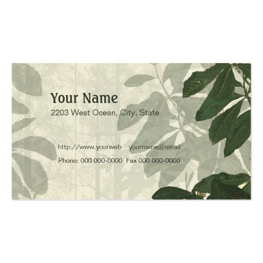 Natures Beauty Linen Business Card (back side)