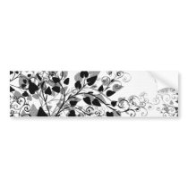 Natures Black White Floral bumper sticker