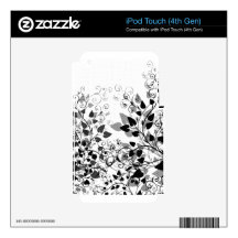 Natures Black White Floral mp3 ipod skin