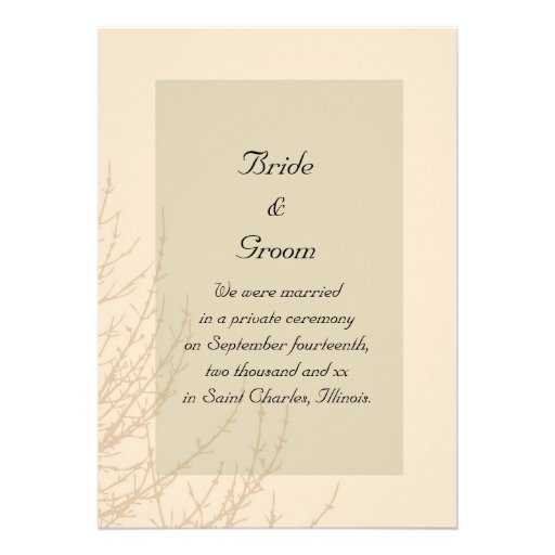 Nature's Branches Marriage / Elopement Announce Custom Invites