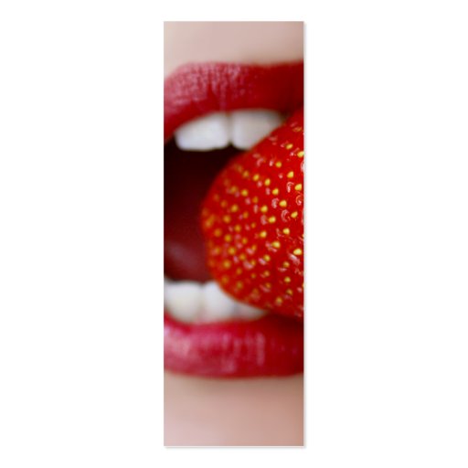 Nature's Candy - Woman Eating Strawberry Business Card Template (back side)